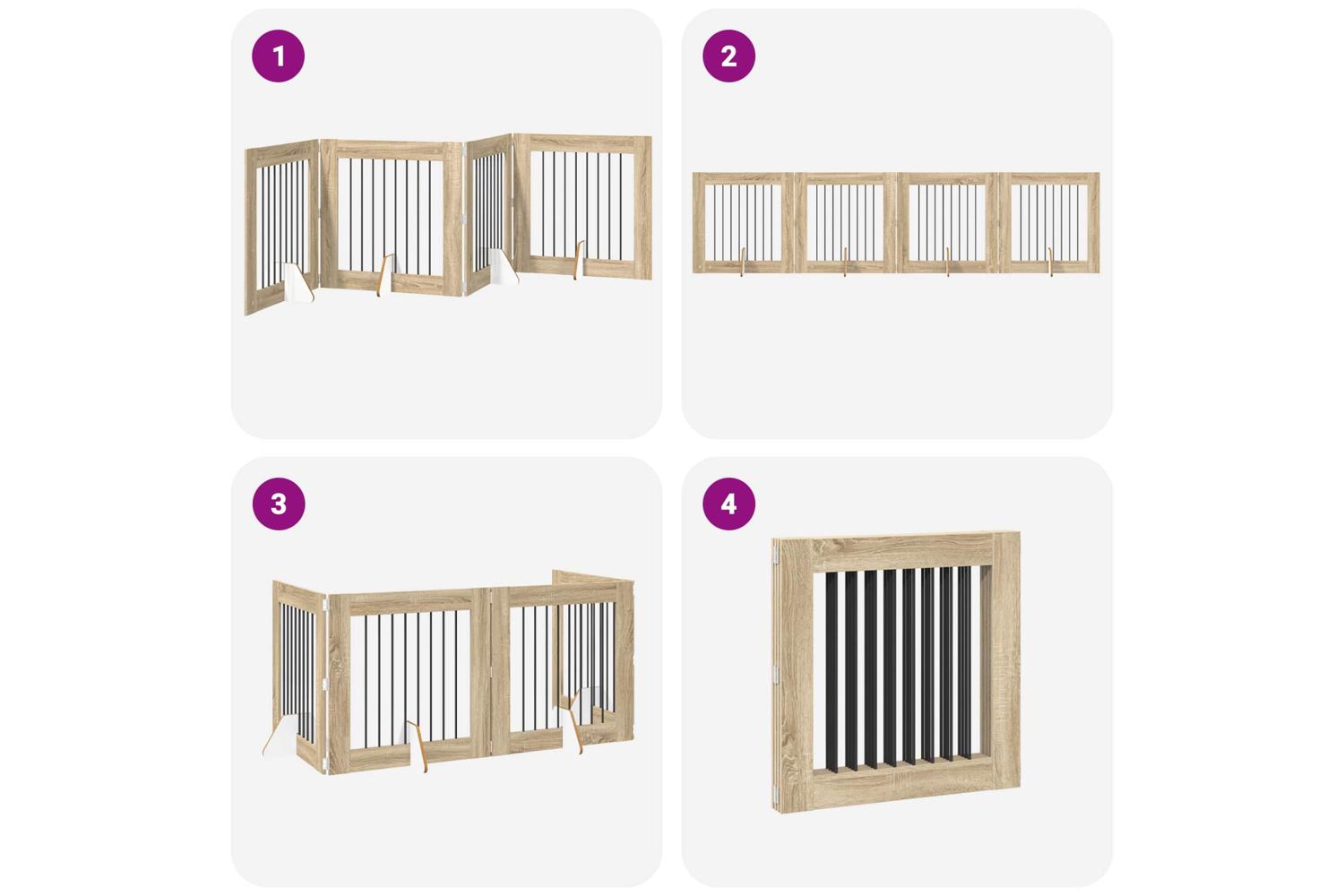 Vidaxl Foldable Dog Gate With Stands 4 Pcs Sonoma Oak 321 Cm-7