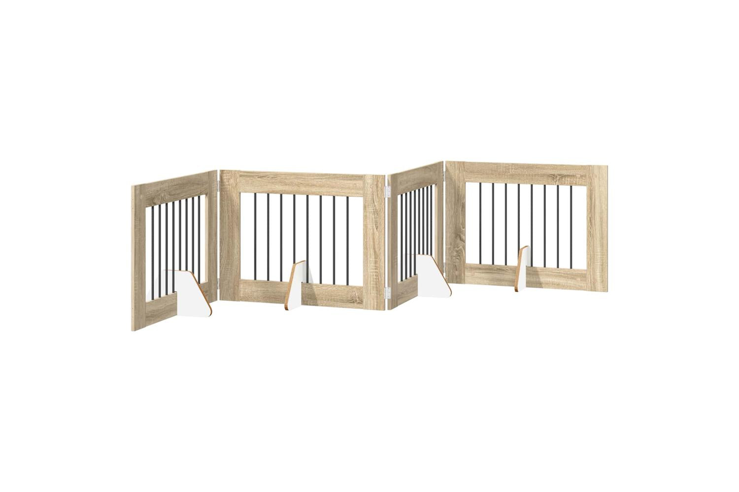 Vidaxl Foldable Dog Gate With Stands 4 Pcs Sonoma Oak 321 Cm