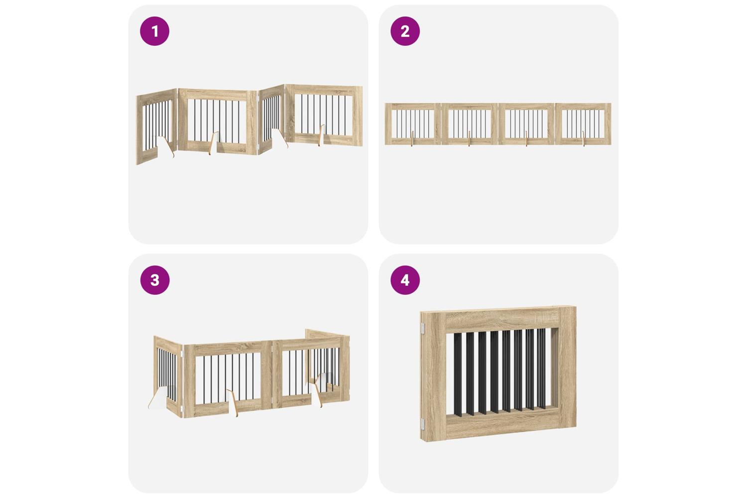 Vidaxl Foldable Dog Gate With Stands 4 Pcs Sonoma Oak 321 Cm-7