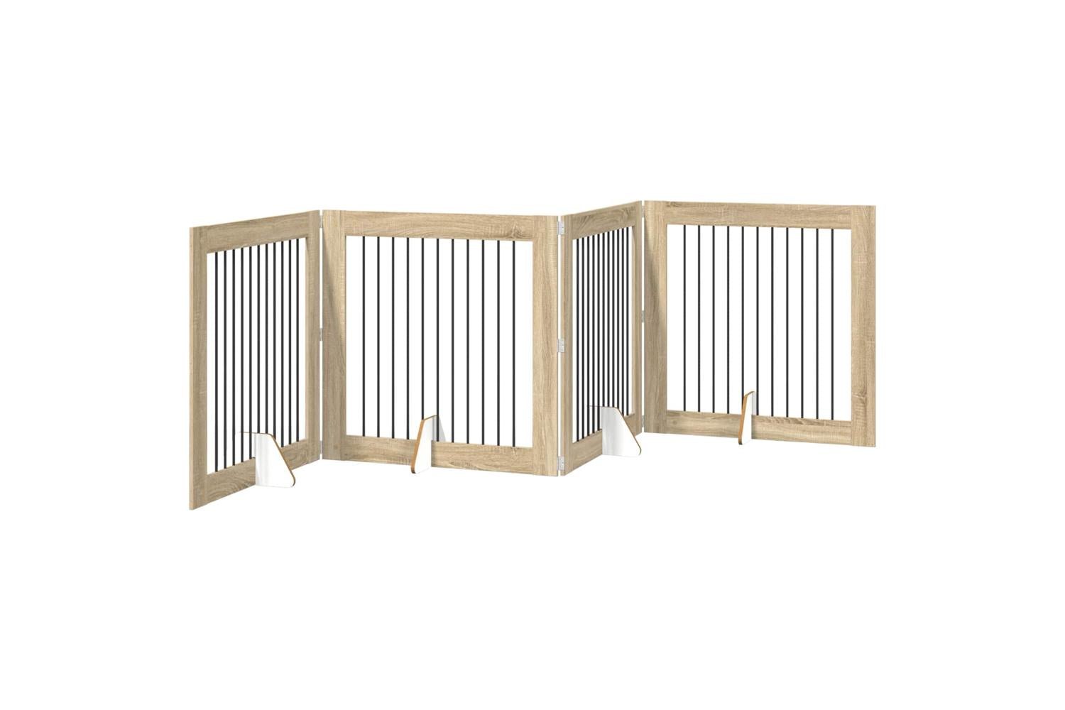 Vidaxl Foldable Dog Gate With Stands 4 Pcs Sonoma Oak 401 Cm-2