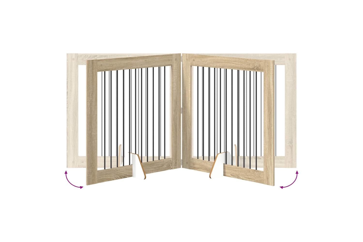 Vidaxl Foldable Dog Gate With Stands 4 Pcs Sonoma Oak 401 Cm-6