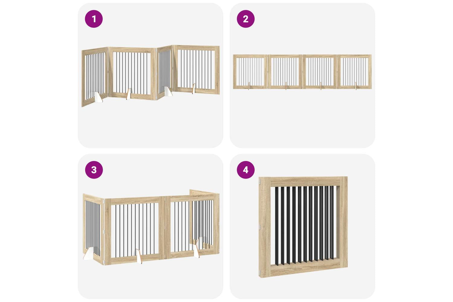 Vidaxl Foldable Dog Gate With Stands 4 Pcs Sonoma Oak 401 Cm-7