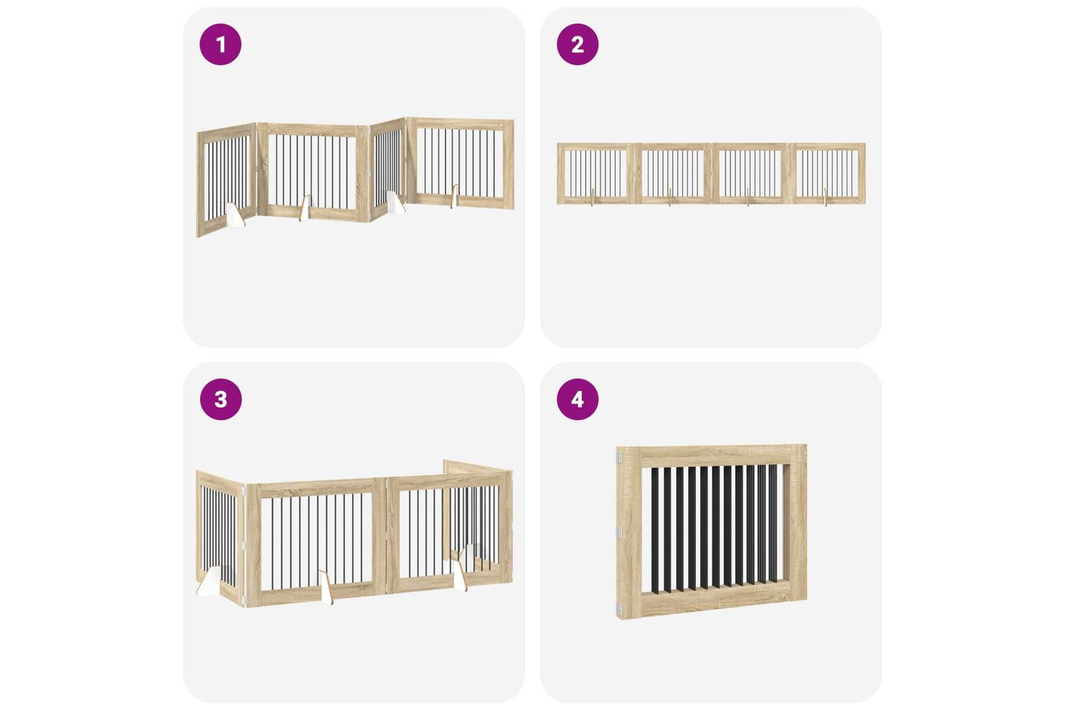Vidaxl Foldable Dog Gate With Stands 4 Pcs Sonoma Oak 401 Cm-7