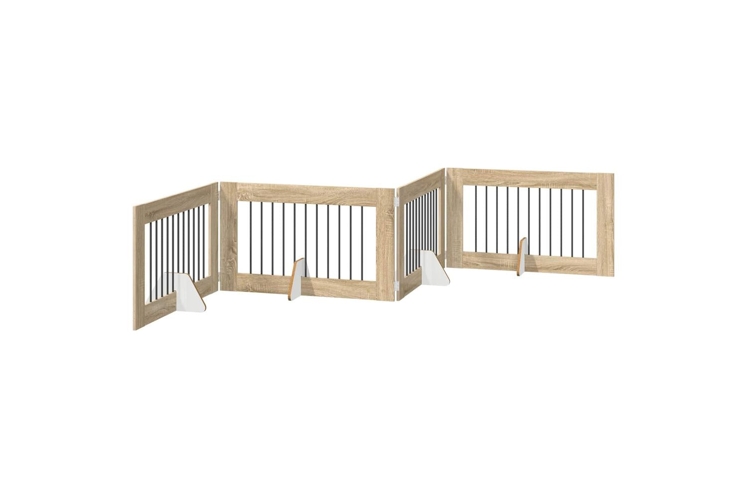 Vidaxl Foldable Dog Gate With Stands 4 Pcs Sonoma Oak 401 Cm-2