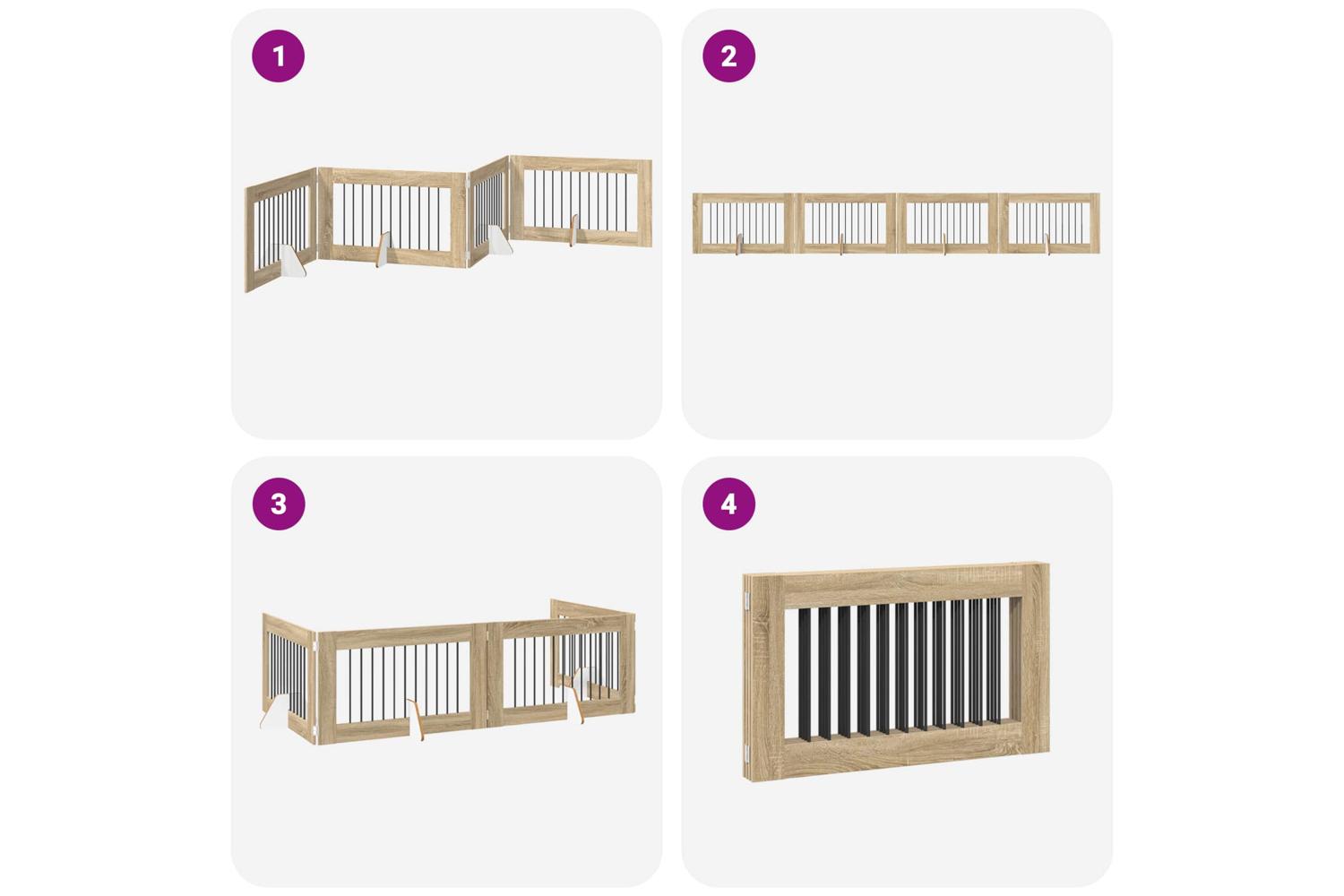 Vidaxl Foldable Dog Gate With Stands 4 Pcs Sonoma Oak 401 Cm-7