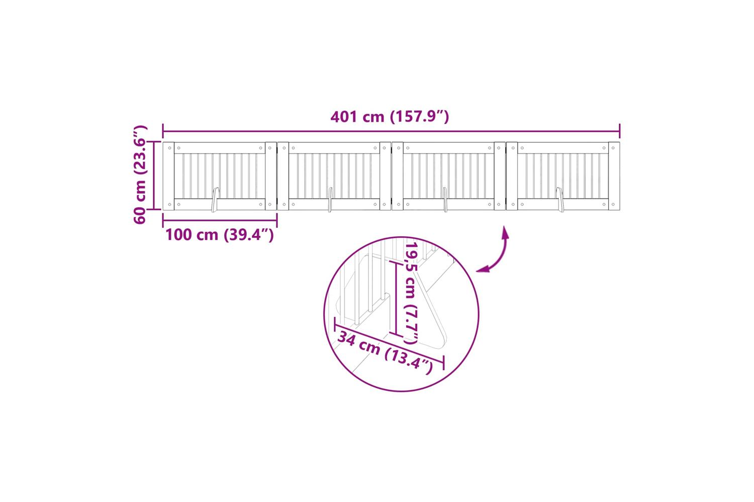 Vidaxl Foldable Dog Gate With Stands 4 Pcs Sonoma Oak 401 Cm-9