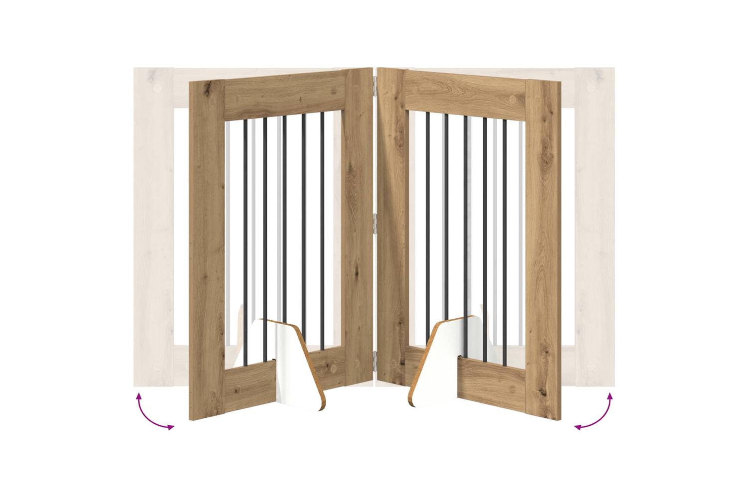 Vidaxl Foldable Dog Gate With Stands 6 Pcs Artisan Oak 362 Cm-6