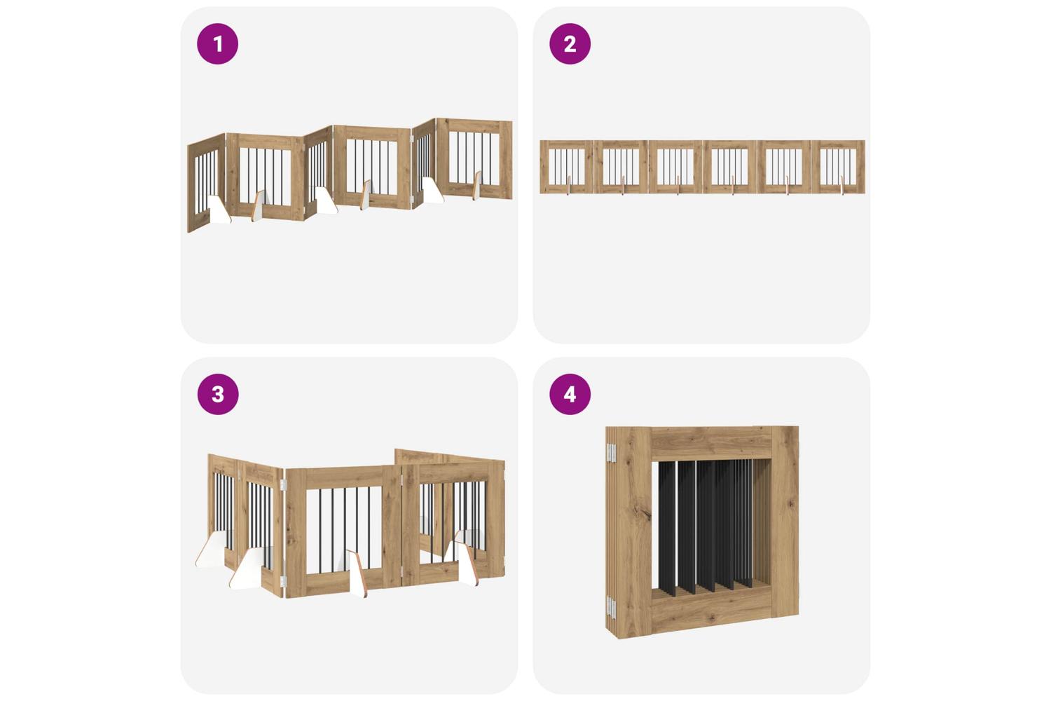 Vidaxl Foldable Dog Gate With Stands 6 Pcs Artisan Oak 362 Cm-7