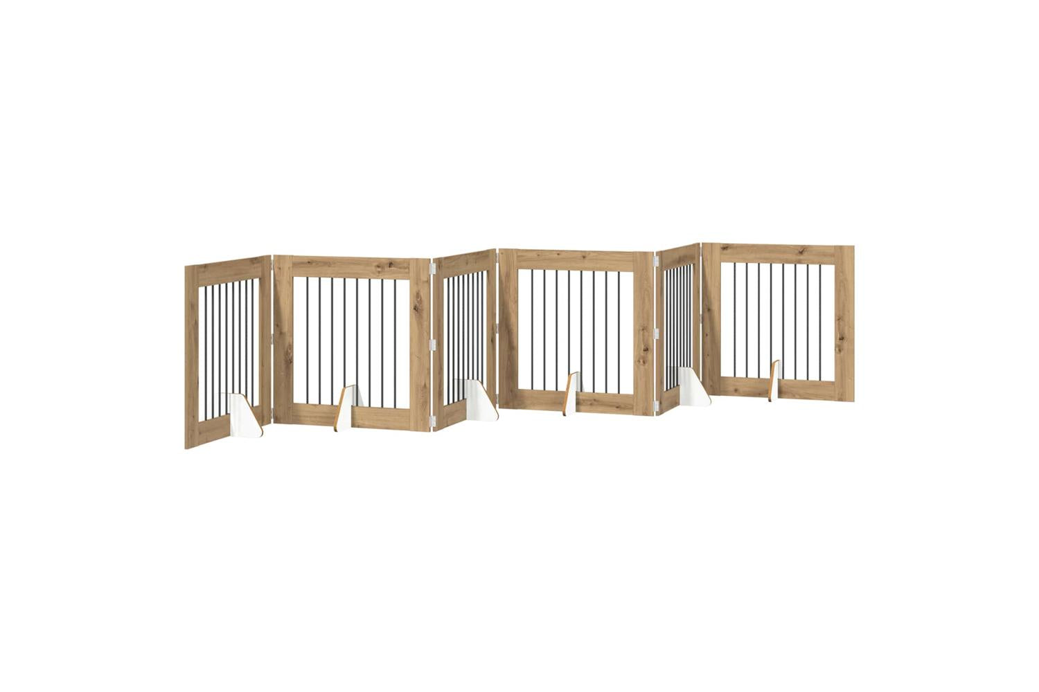 Vidaxl Foldable Dog Gate With Stands 6 Pcs Artisan Oak 482 Cm-2