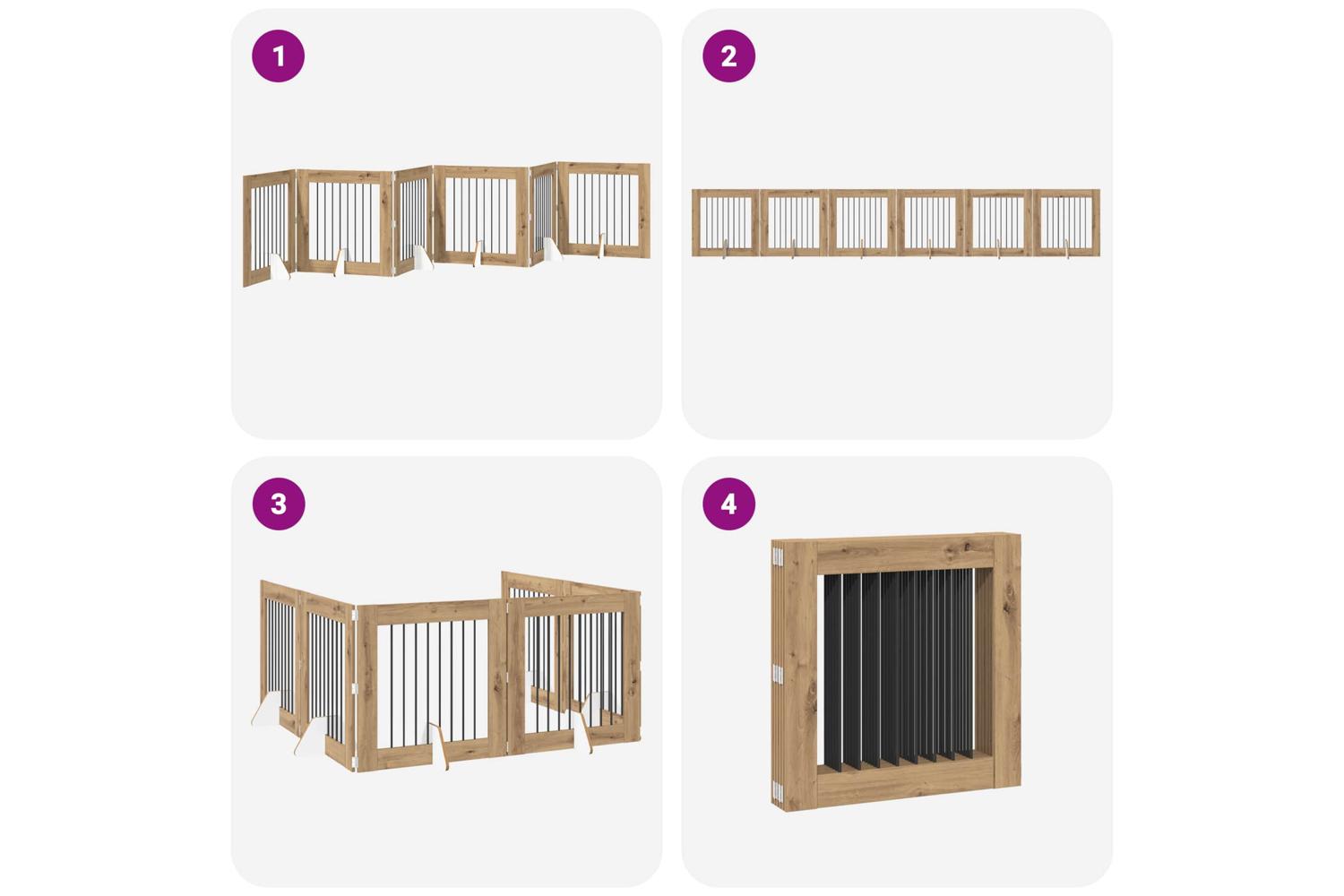 Vidaxl Foldable Dog Gate With Stands 6 Pcs Artisan Oak 482 Cm-7
