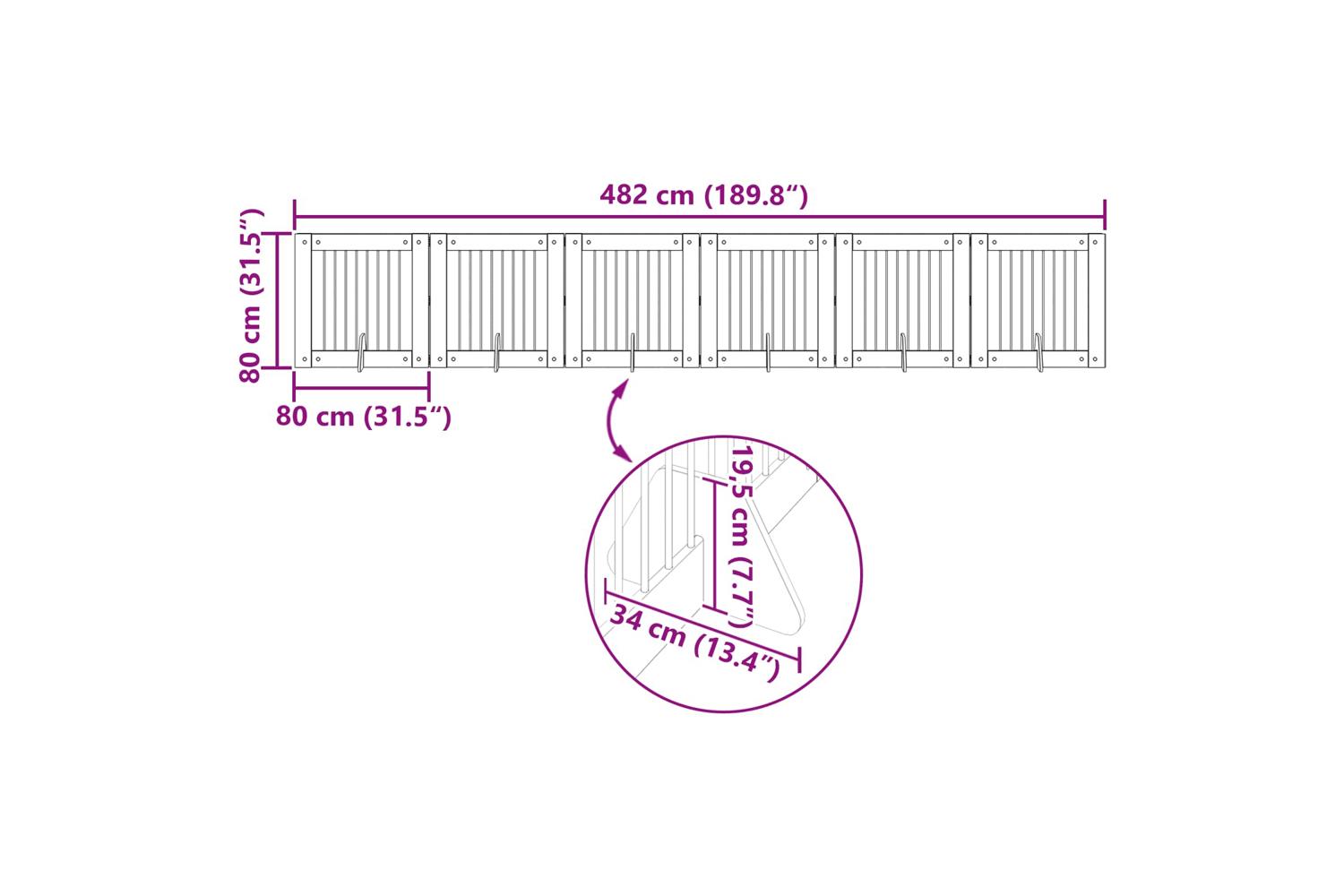 Vidaxl Foldable Dog Gate With Stands 6 Pcs Artisan Oak 482 Cm-9