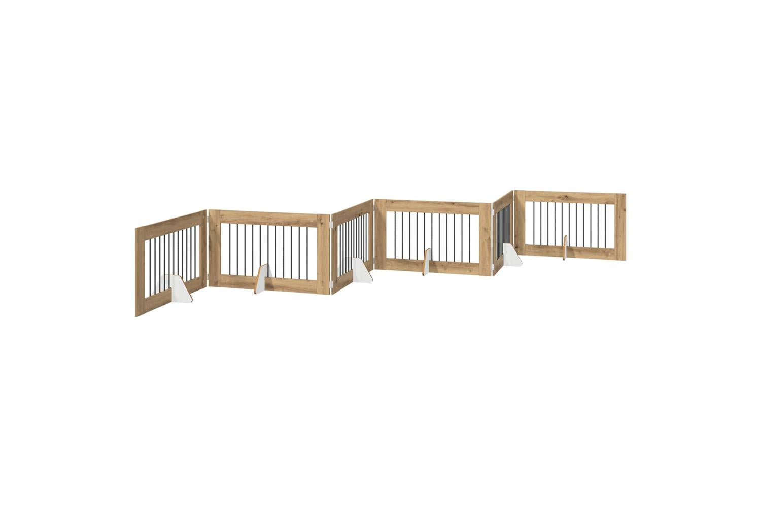 Vidaxl Foldable Dog Gate With Stands 6 Pcs Artisan Oak 602 Cm-2