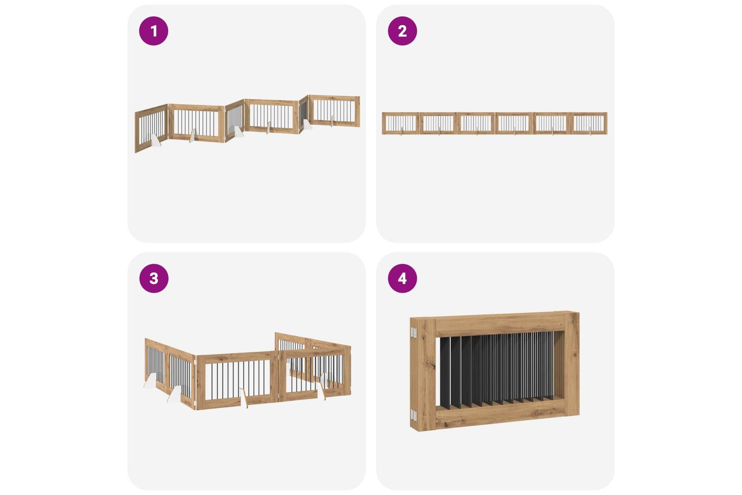 Vidaxl Foldable Dog Gate With Stands 6 Pcs Artisan Oak 602 Cm-7