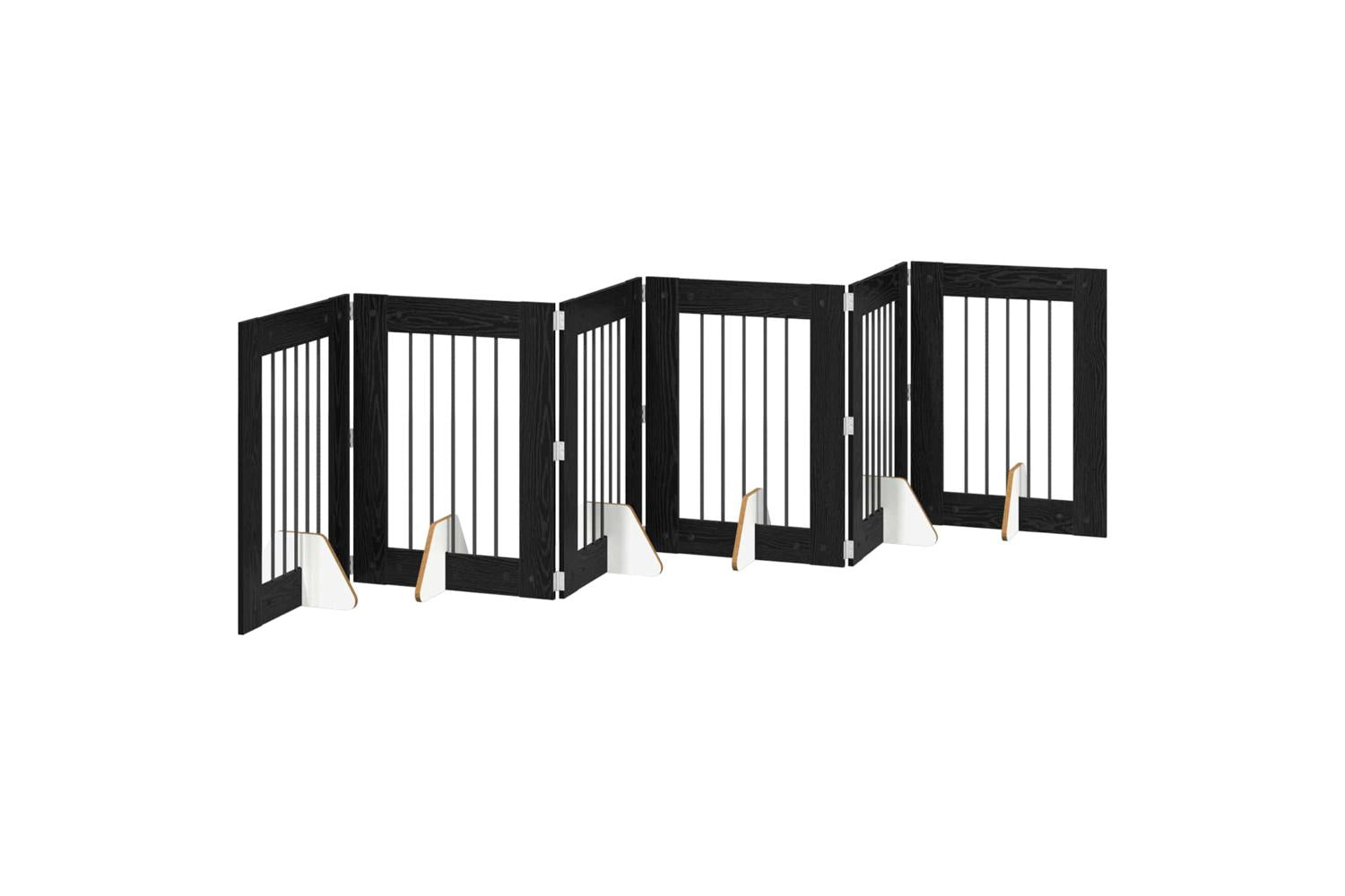 Vidaxl Foldable Dog Gate With Stands 6 Pcs Black Oak 362 Cm-2