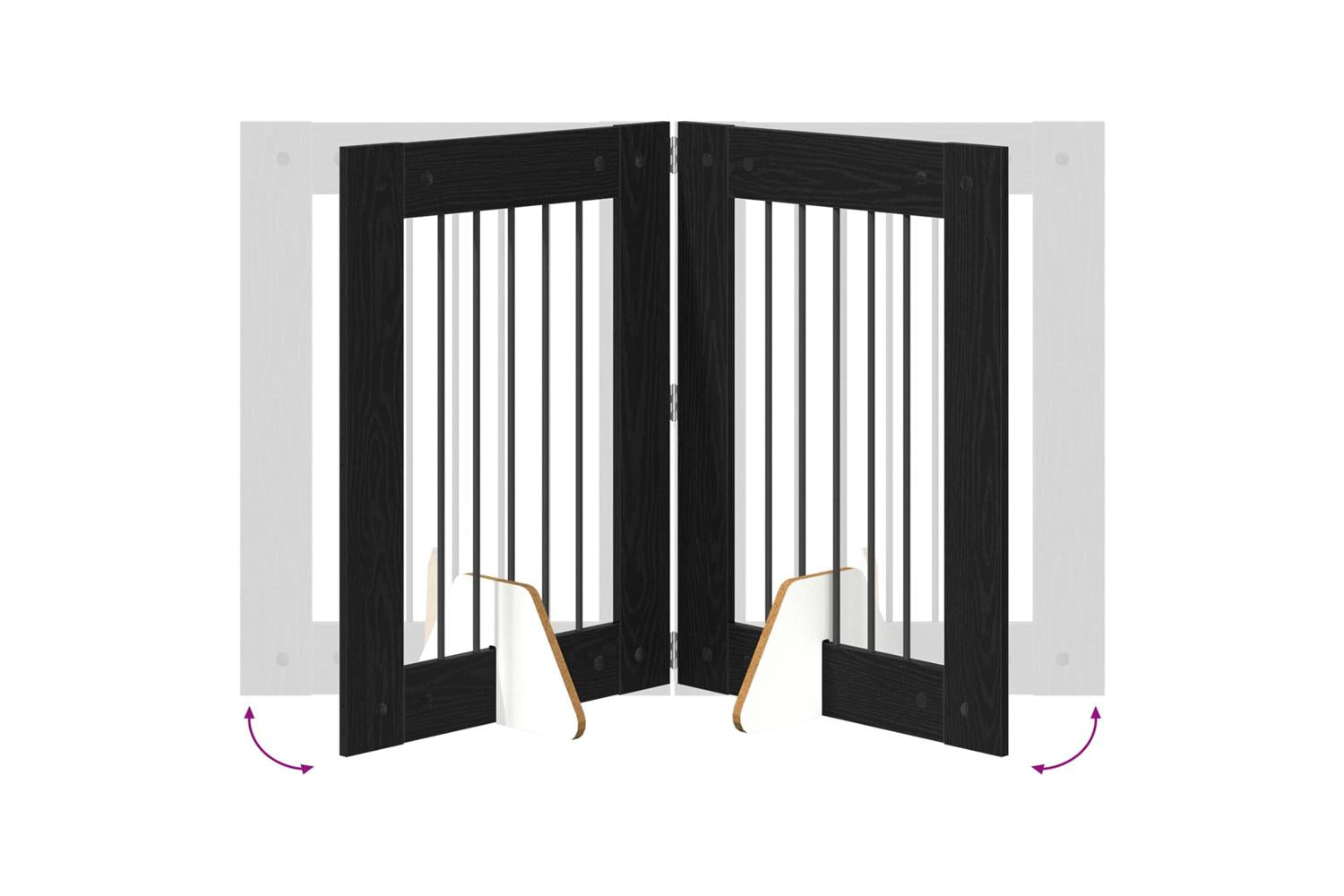 Vidaxl Foldable Dog Gate With Stands 6 Pcs Black Oak 362 Cm-6
