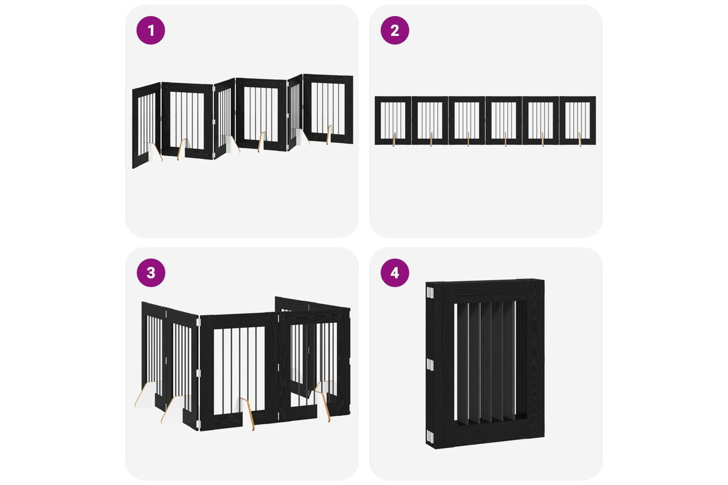 Vidaxl Foldable Dog Gate With Stands 6 Pcs Black Oak 362 Cm-7
