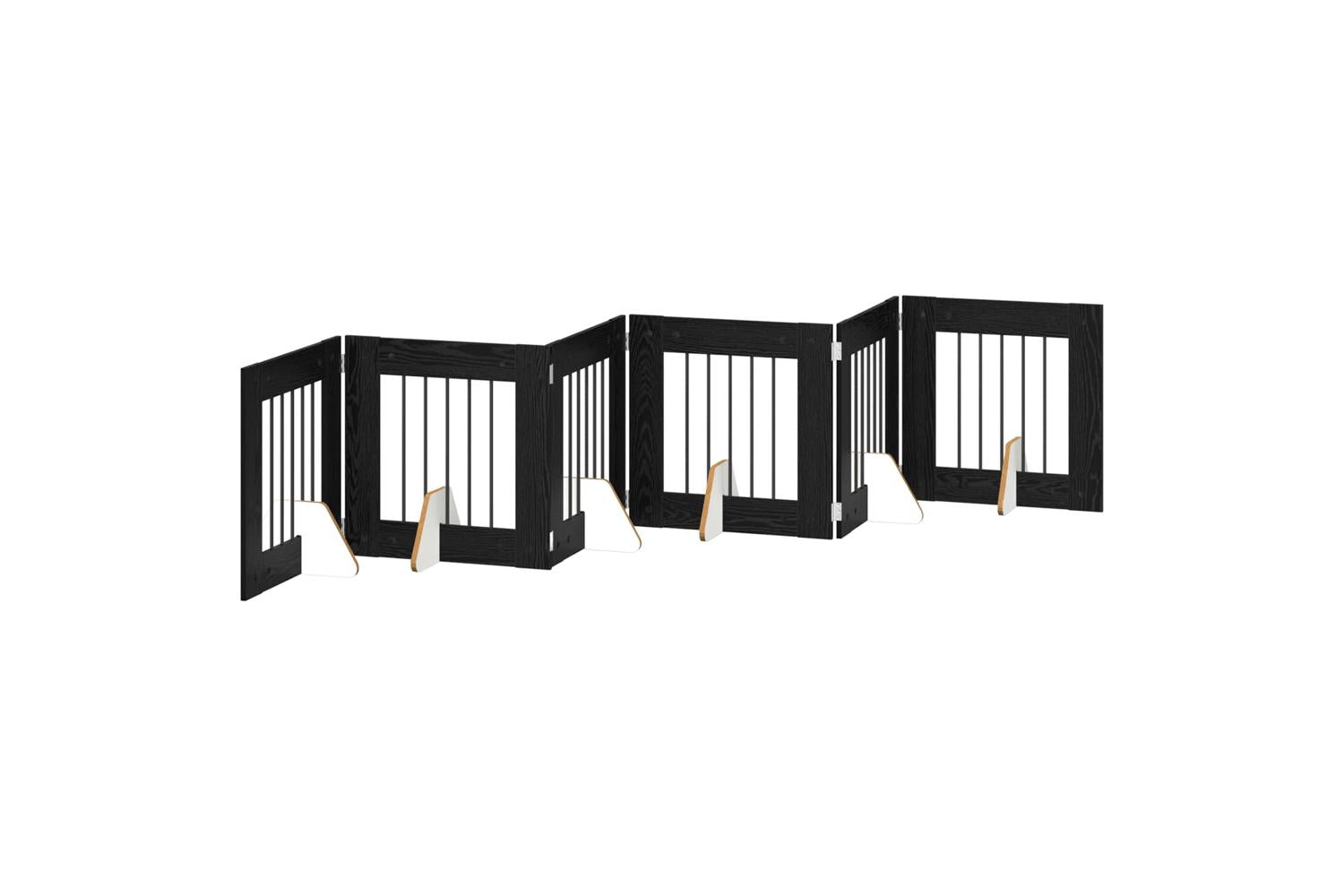 Vidaxl Foldable Dog Gate With Stands 6 Pcs Black Oak 362 Cm-2