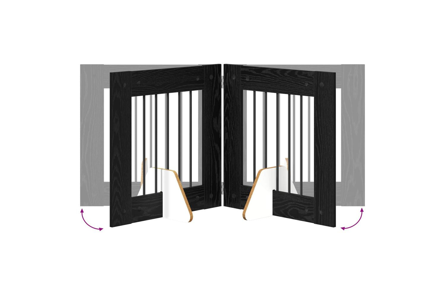 Vidaxl Foldable Dog Gate With Stands 6 Pcs Black Oak 362 Cm-6