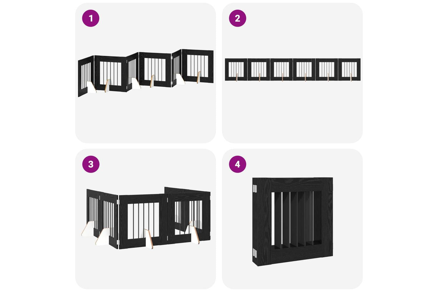 Vidaxl Foldable Dog Gate With Stands 6 Pcs Black Oak 362 Cm-7