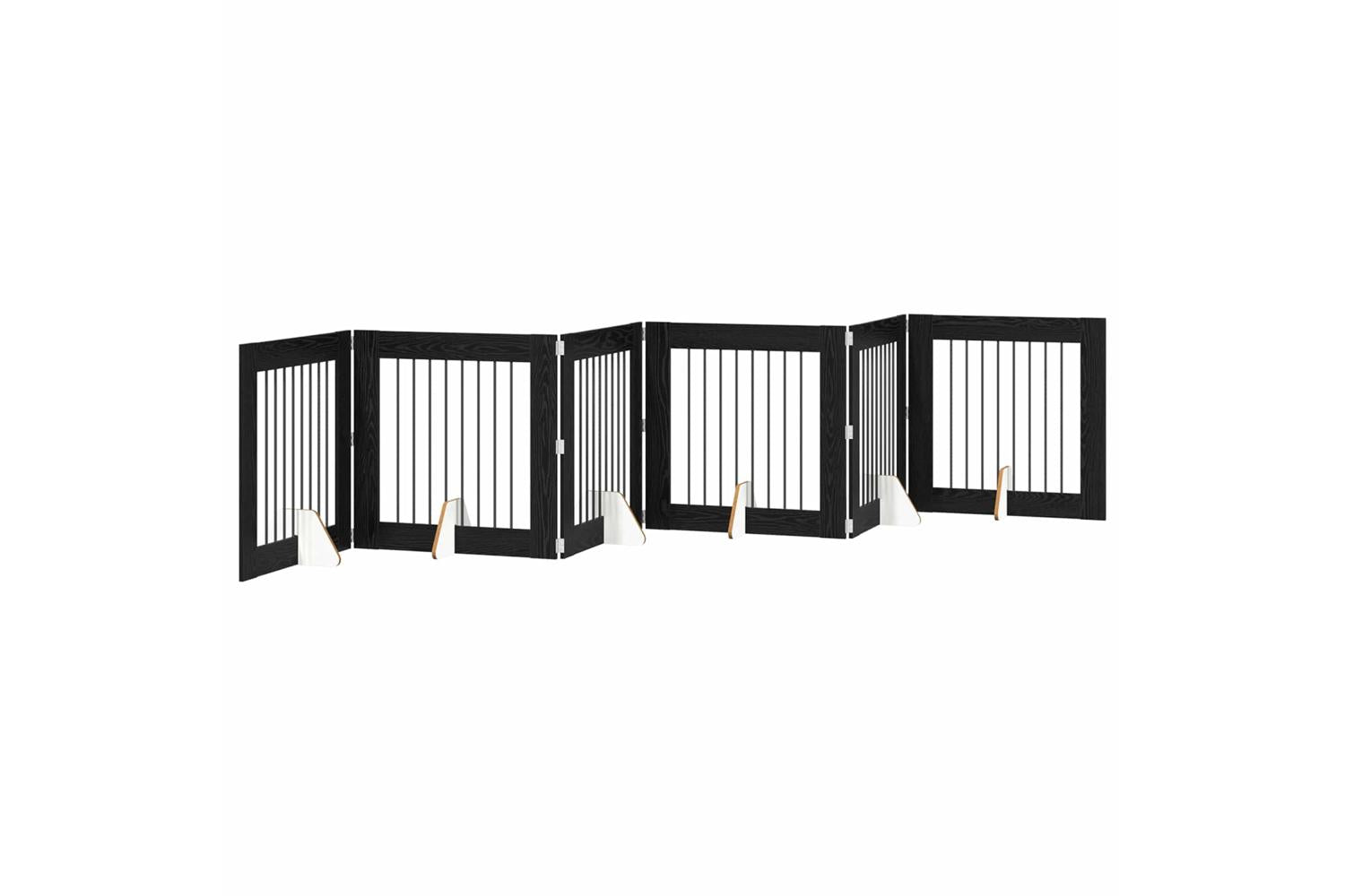 Vidaxl Foldable Dog Gate With Stands 6 Pcs Black Oak 482 Cm-2