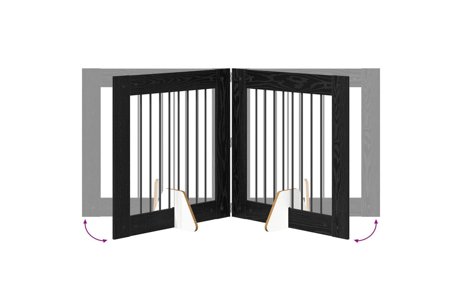 Vidaxl Foldable Dog Gate With Stands 6 Pcs Black Oak 482 Cm-6