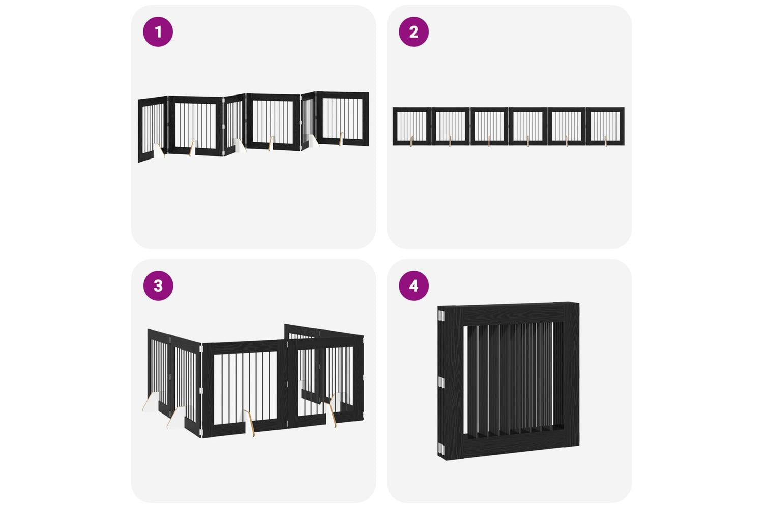 Vidaxl Foldable Dog Gate With Stands 6 Pcs Black Oak 482 Cm-7