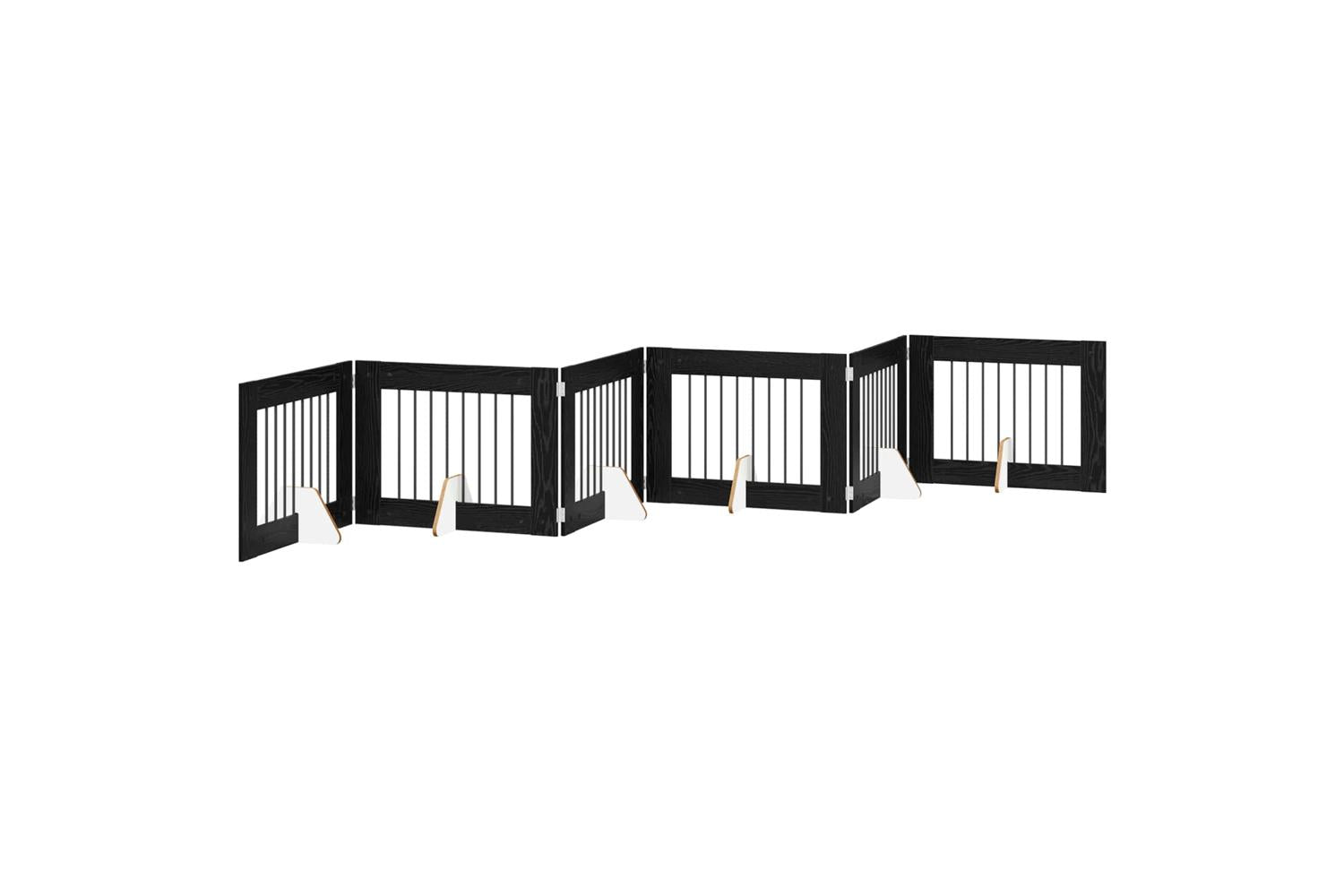 Vidaxl Foldable Dog Gate With Stands 6 Pcs Black Oak 482 Cm-2