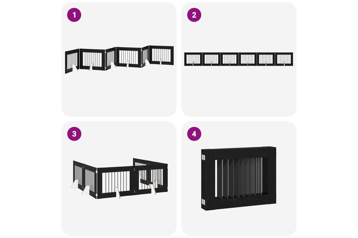 Vidaxl Foldable Dog Gate With Stands 6 Pcs Black Oak 482 Cm-7