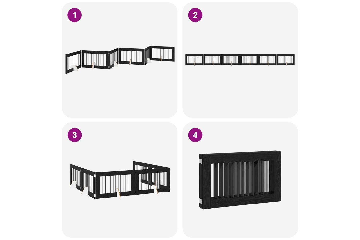Vidaxl Foldable Dog Gate With Stands 6 Pcs Black Oak 602 Cm-7