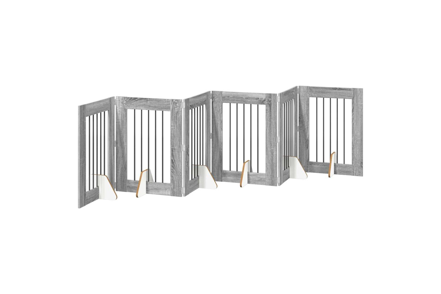 Vidaxl Foldable Dog Gate With Stands 6 Pcs Grey Sonoma 362 Cm