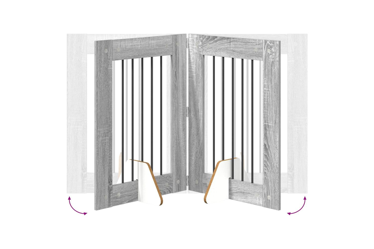 Vidaxl Foldable Dog Gate With Stands 6 Pcs Grey Sonoma 362 Cm-6