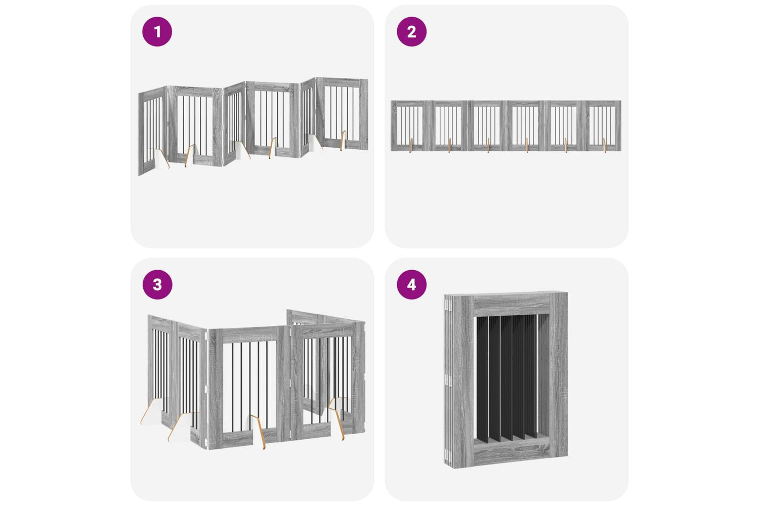 Vidaxl Foldable Dog Gate With Stands 6 Pcs Grey Sonoma 362 Cm-7