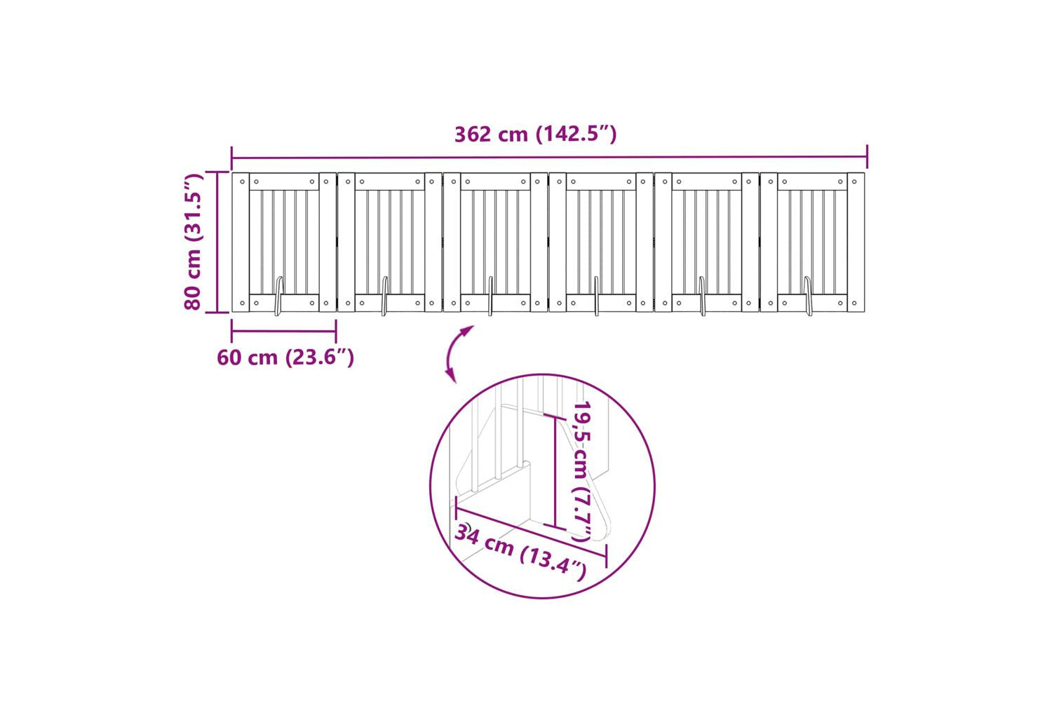 Vidaxl Foldable Dog Gate With Stands 6 Pcs Grey Sonoma 362 Cm-9