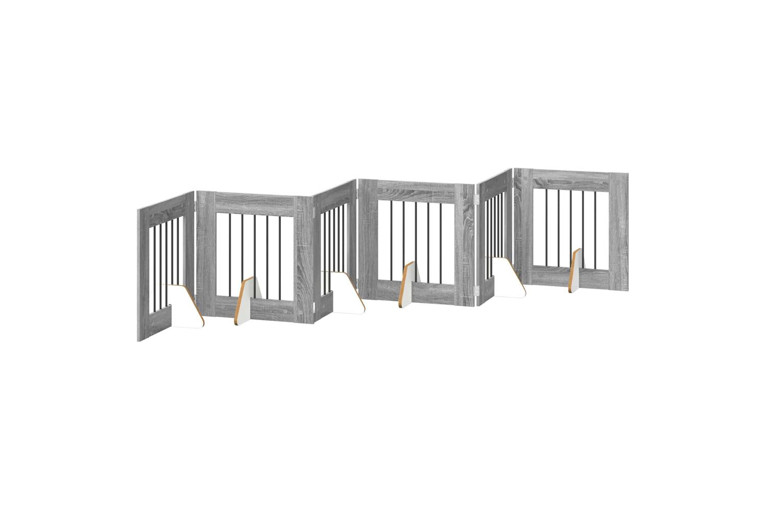 Vidaxl Foldable Dog Gate With Stands 6 Pcs Grey Sonoma 362 Cm-2
