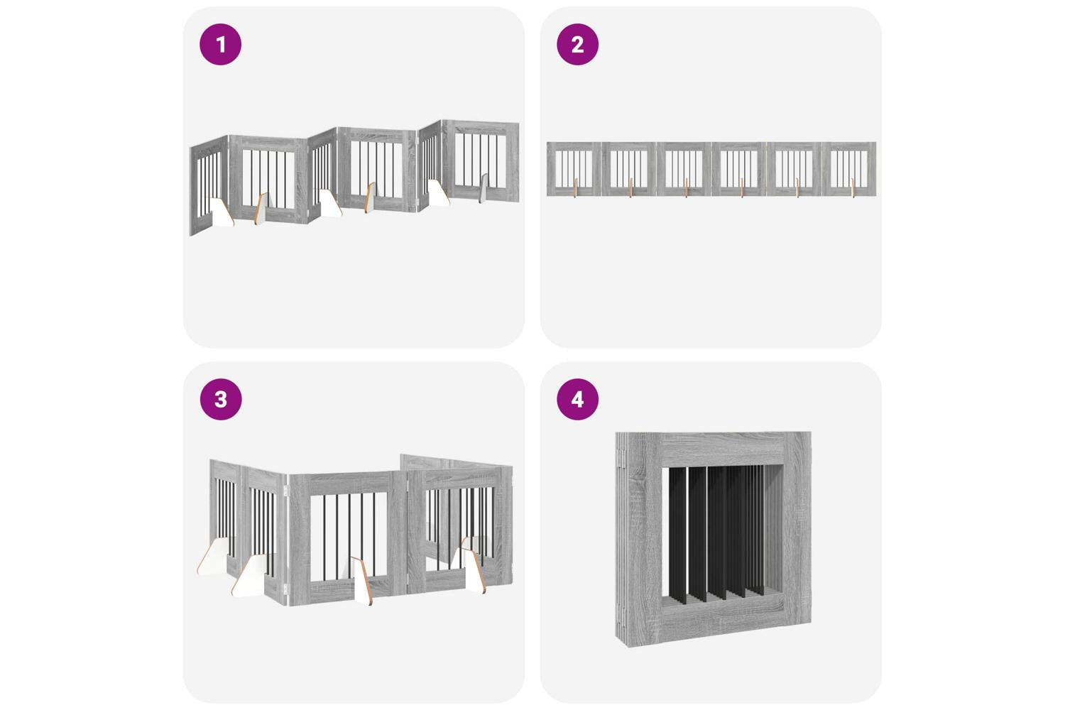 Vidaxl Foldable Dog Gate With Stands 6 Pcs Grey Sonoma 362 Cm-7