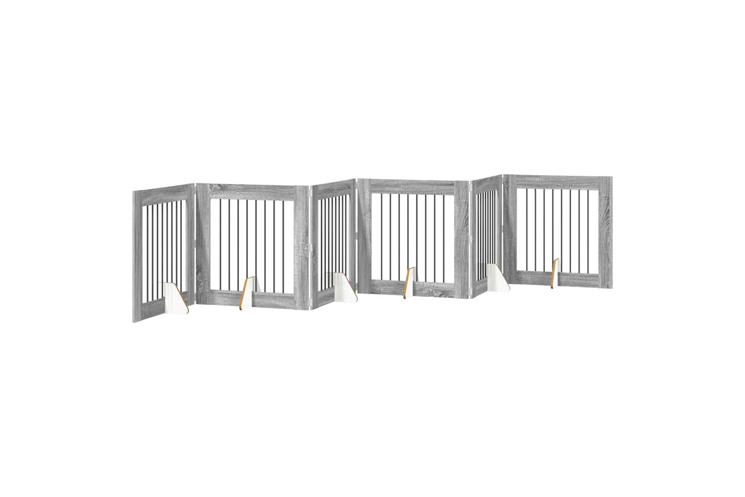 Vidaxl Foldable Dog Gate With Stands 6 Pcs Grey Sonoma 482 Cm-2