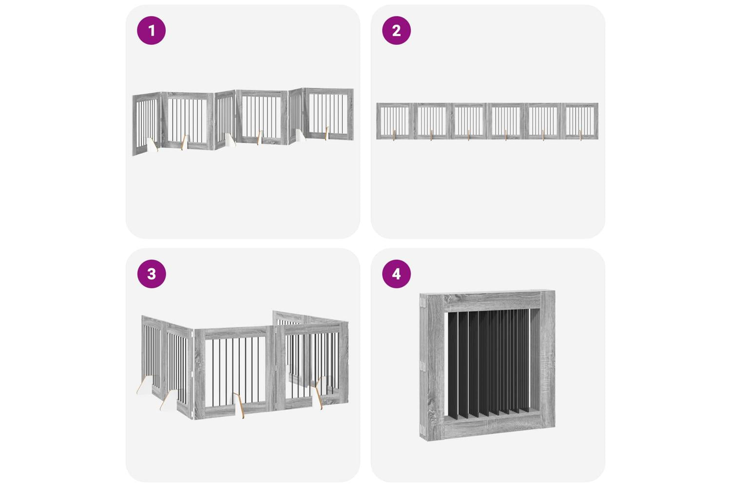Vidaxl Foldable Dog Gate With Stands 6 Pcs Grey Sonoma 482 Cm-7