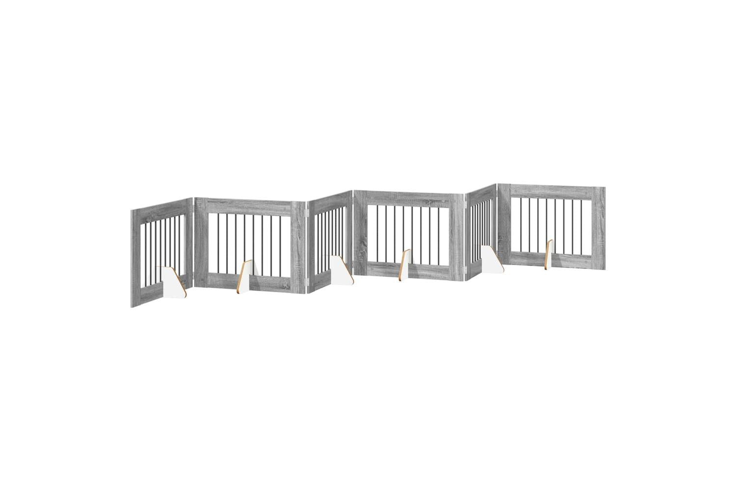 Vidaxl Foldable Dog Gate With Stands 6 Pcs Grey Sonoma 482 Cm