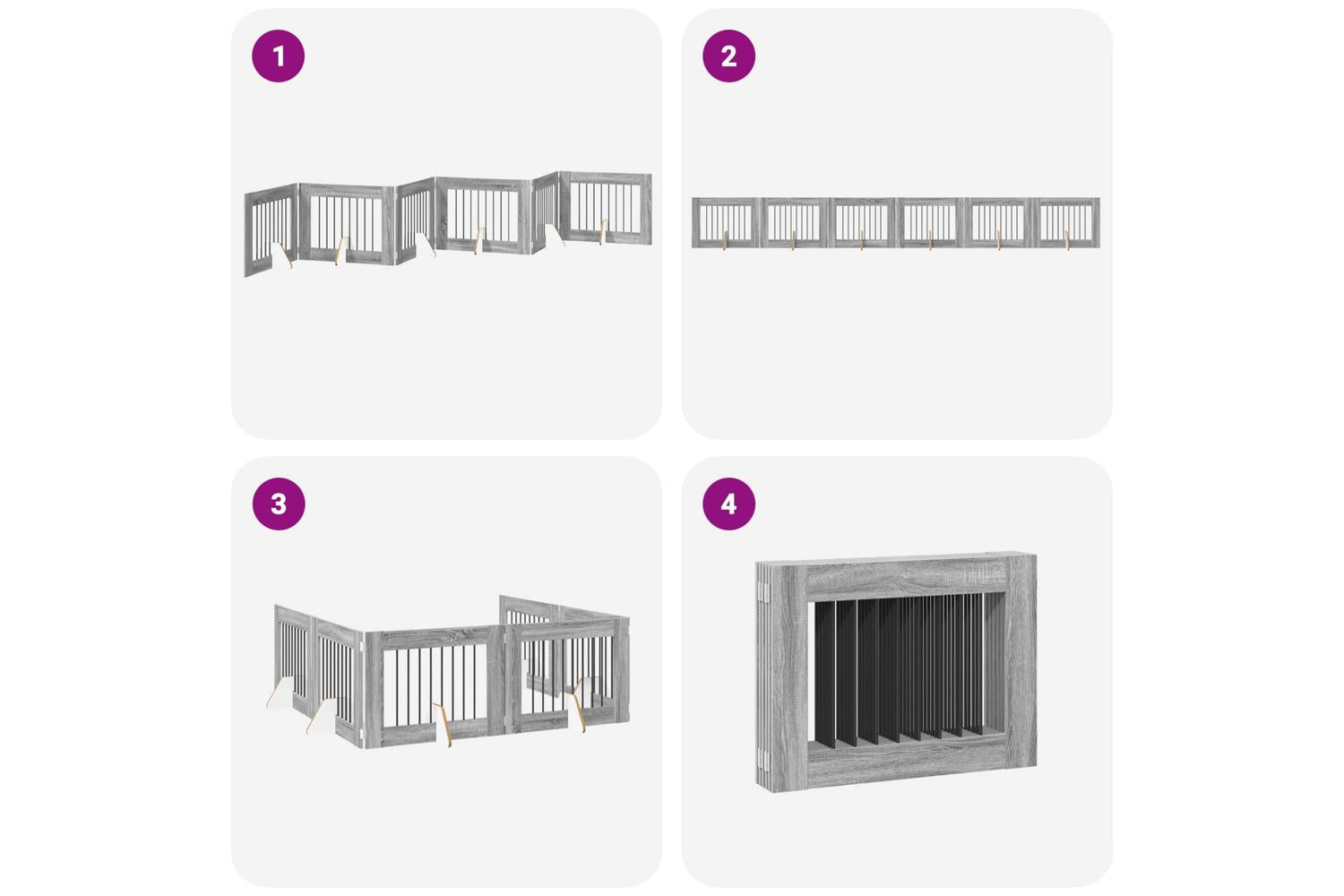Vidaxl Foldable Dog Gate With Stands 6 Pcs Grey Sonoma 482 Cm-7