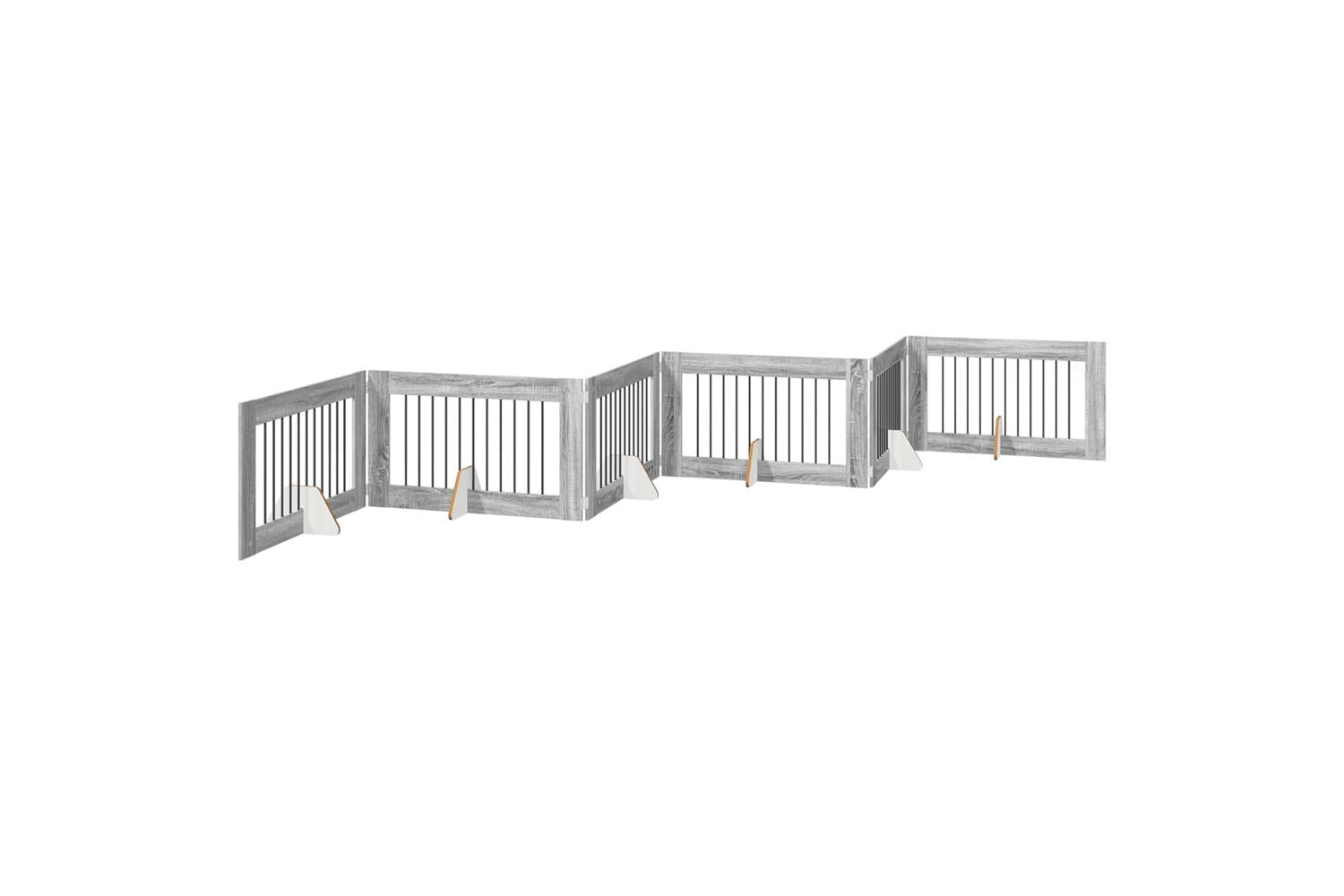 Vidaxl Foldable Dog Gate With Stands 6 Pcs Grey Sonoma 602 Cm