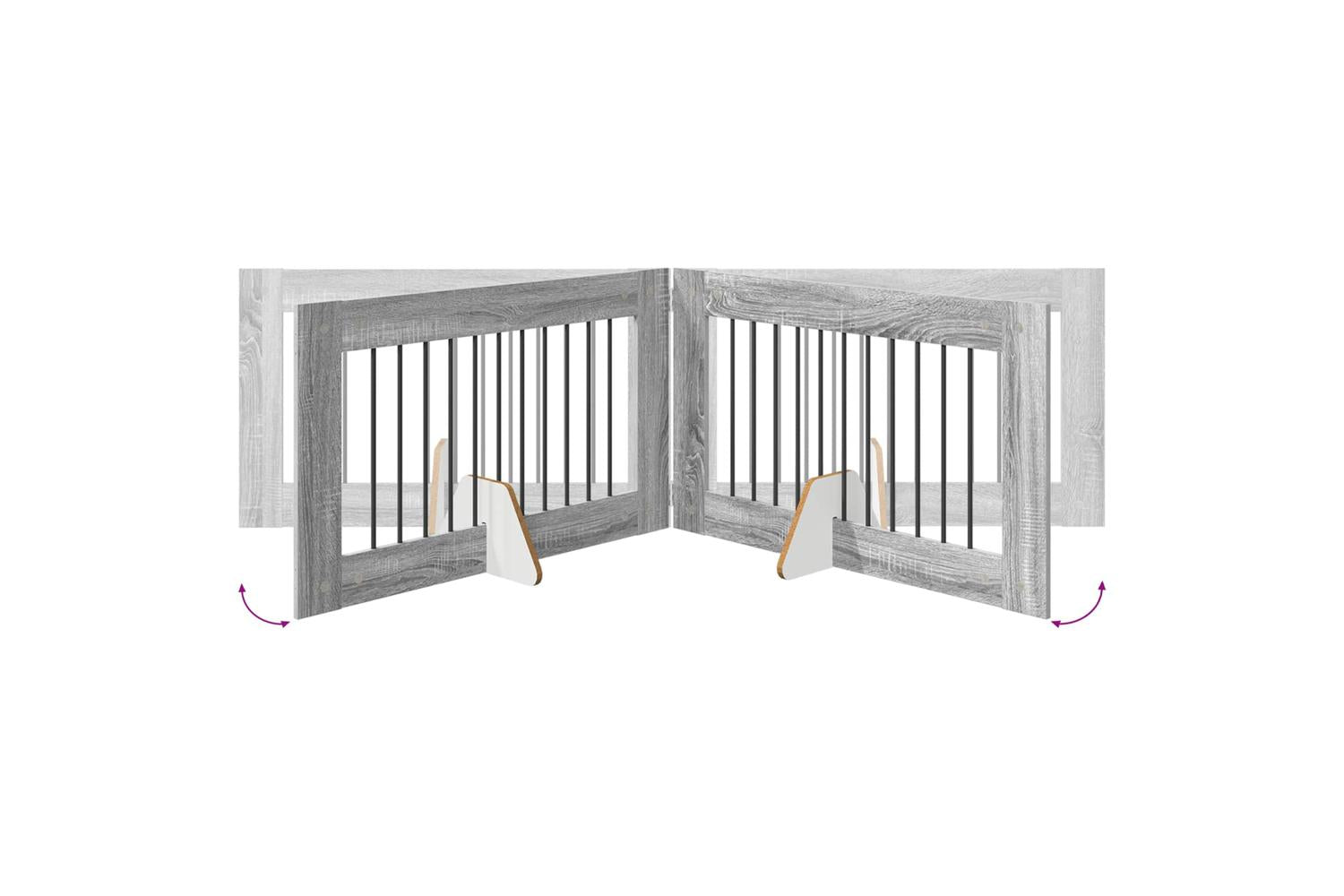 Vidaxl Foldable Dog Gate With Stands 6 Pcs Grey Sonoma 602 Cm-6