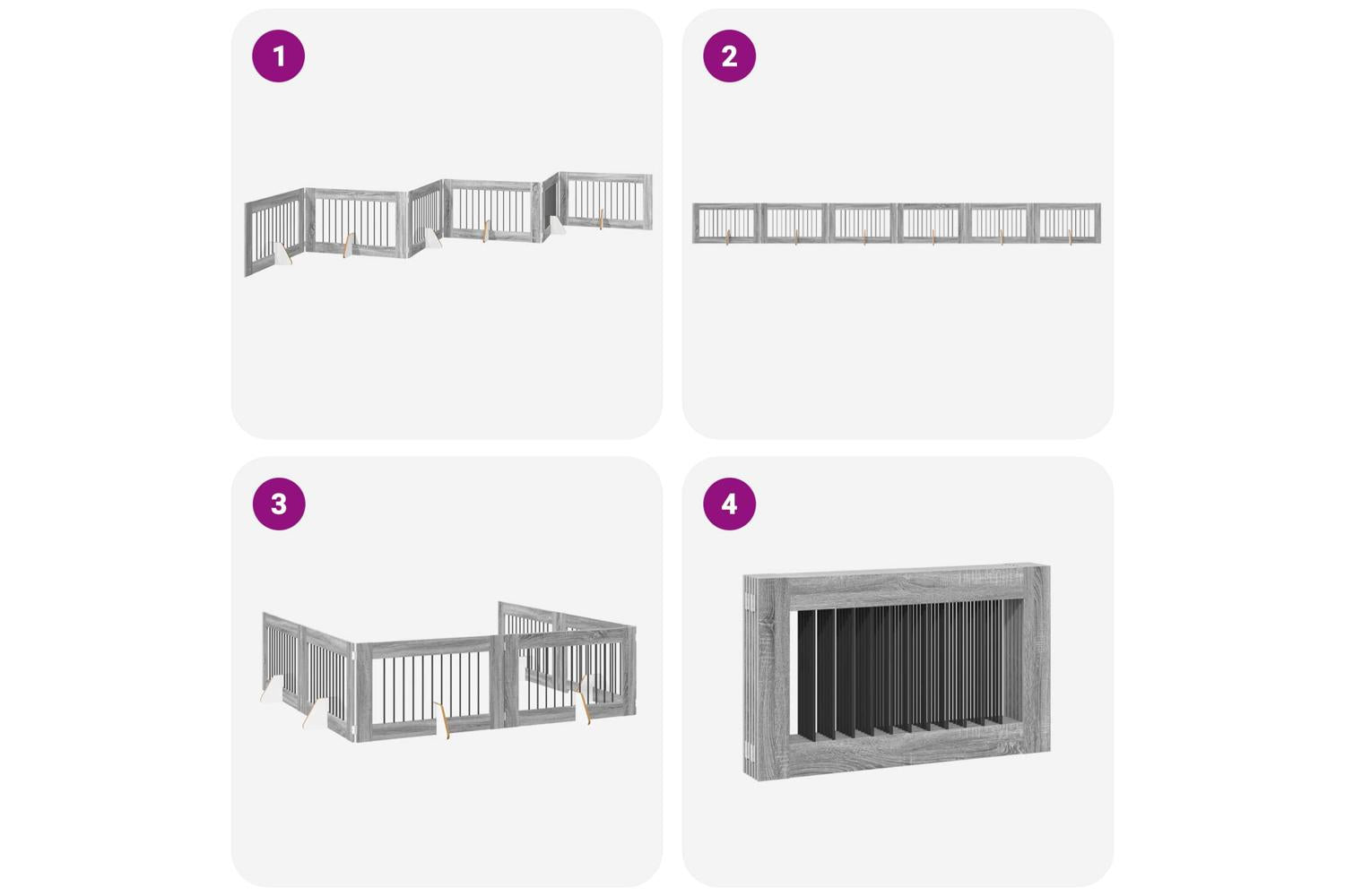 Vidaxl Foldable Dog Gate With Stands 6 Pcs Grey Sonoma 602 Cm-7
