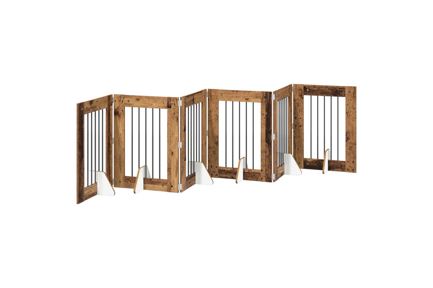 Vidaxl Foldable Dog Gate With Stands 6 Pcs Old Wood 362 Cm