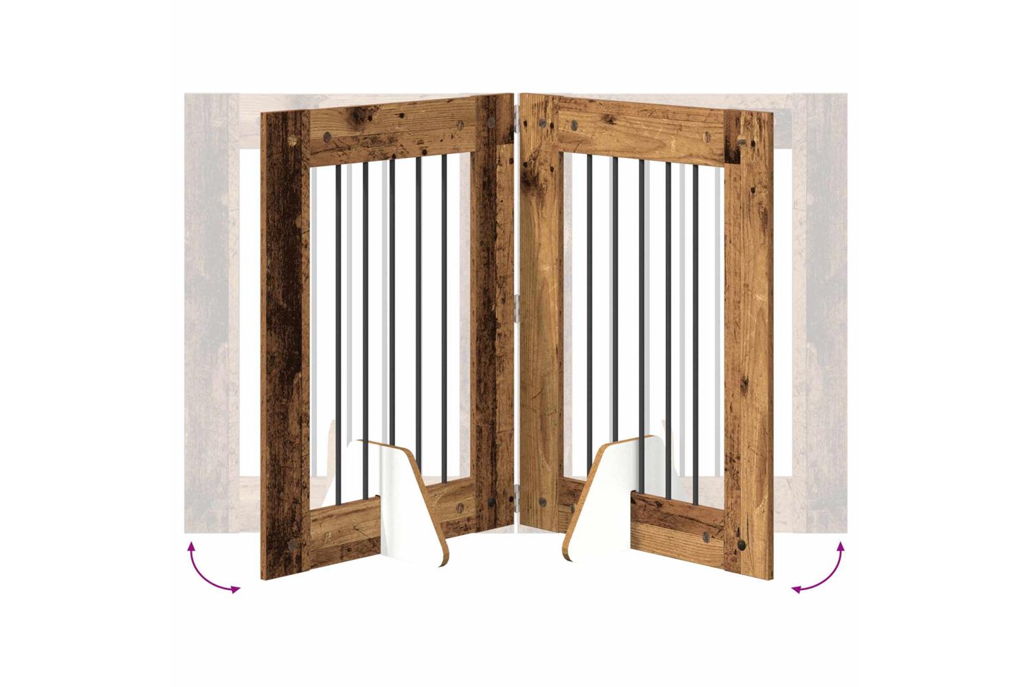 Vidaxl Foldable Dog Gate With Stands 6 Pcs Old Wood 362 Cm-6