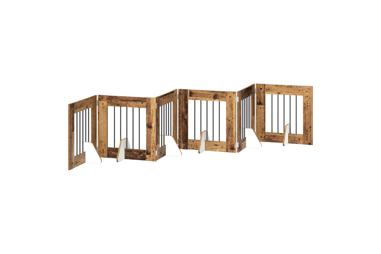 Vidaxl Foldable Dog Gate With Stands 6 Pcs Old Wood 362 Cm-2