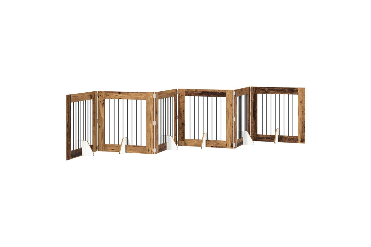 Vidaxl Foldable Dog Gate With Stands 6 Pcs Old Wood 482 Cm-2