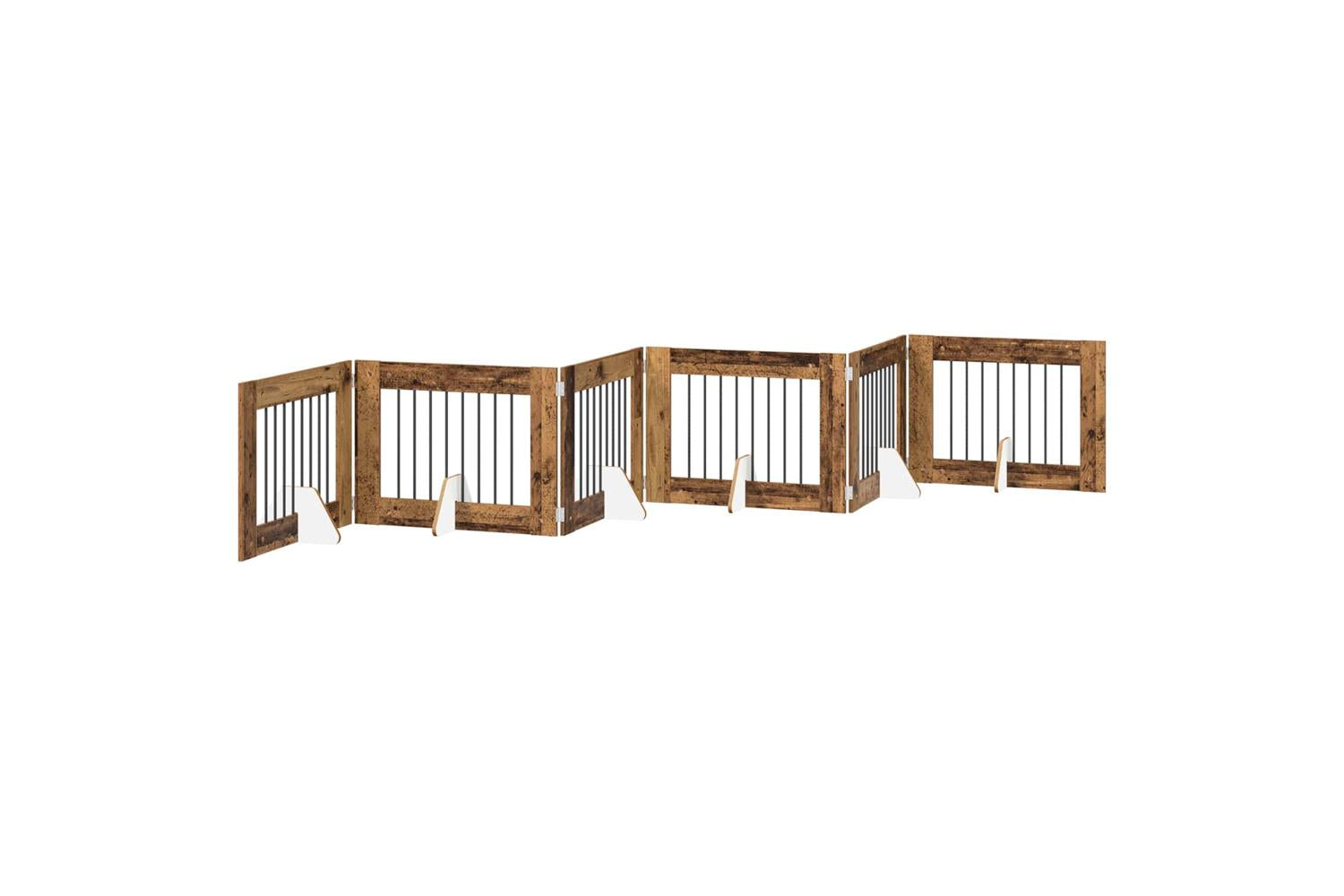 Vidaxl Foldable Dog Gate With Stands 6 Pcs Old Wood 482 Cm-2