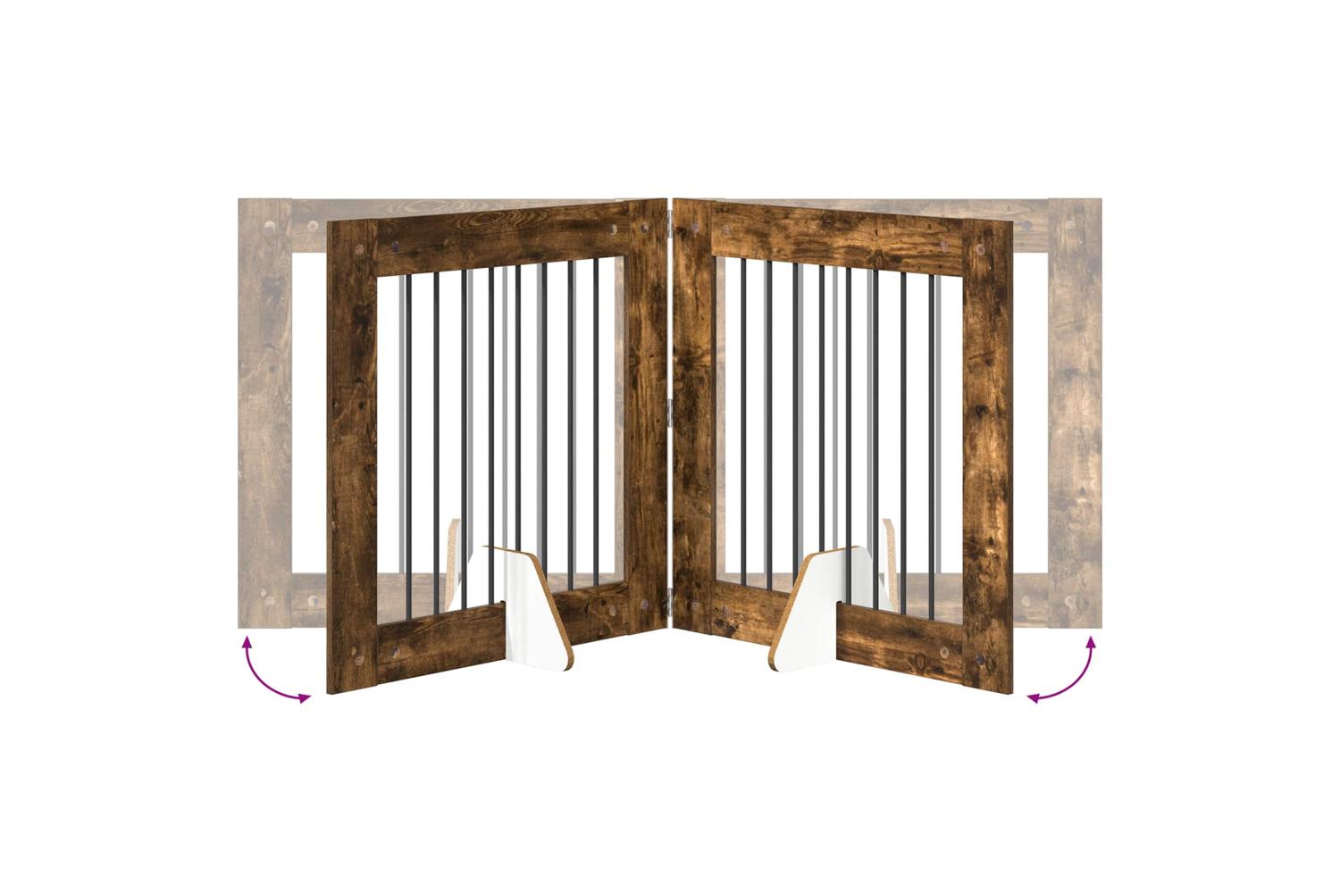 Vidaxl Foldable Dog Gate With Stands 6 Pcs Smoked Oak 482 Cm-6