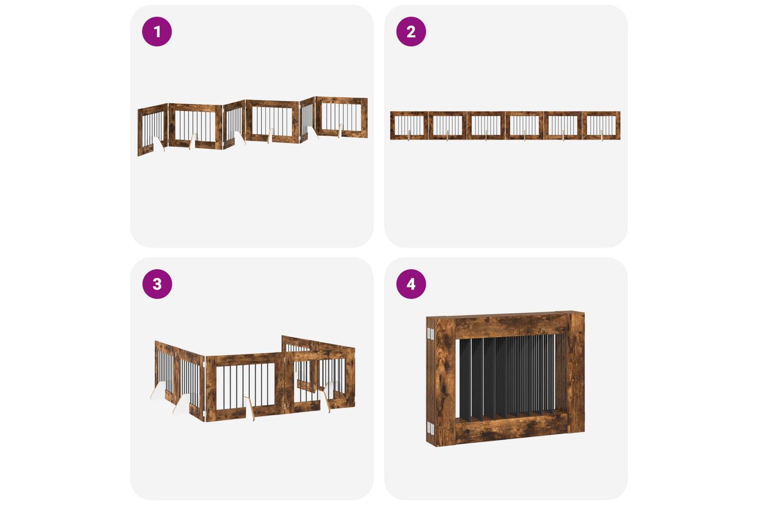 Vidaxl Foldable Dog Gate With Stands 6 Pcs Smoked Oak 482 Cm-7