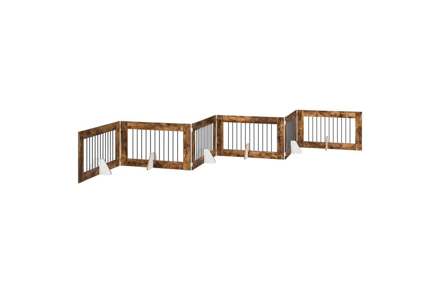 Vidaxl Foldable Dog Gate With Stands 6 Pcs Smoked Oak 602 Cm-2